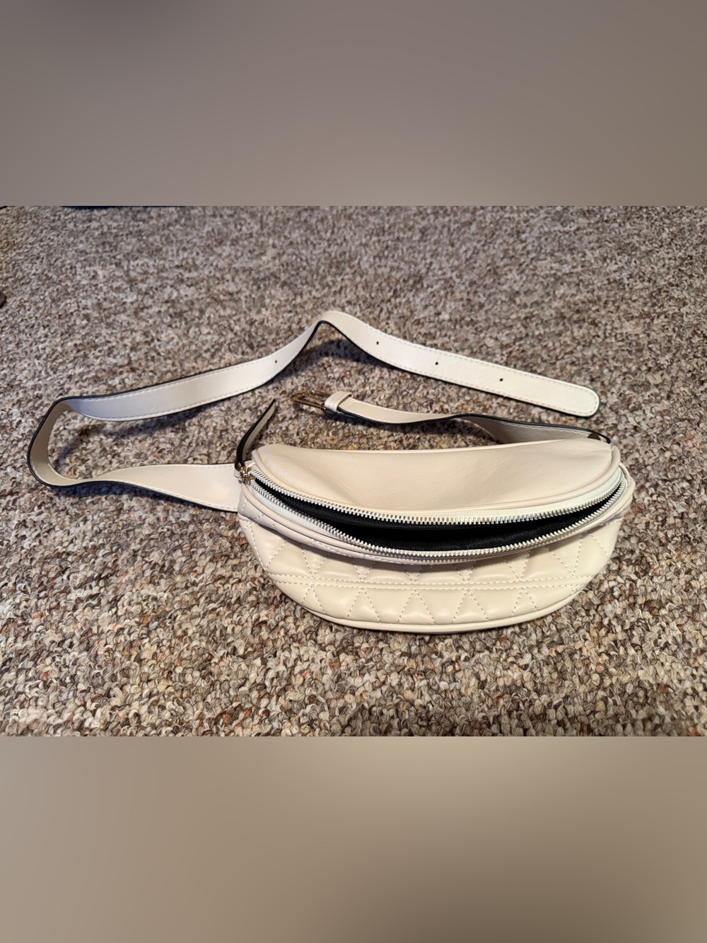 Quilted Cream Leather Belt Bag